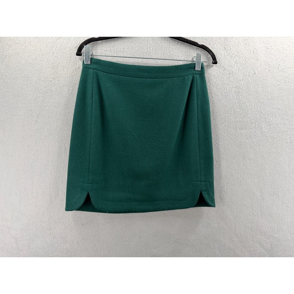 J. Crew Shirttail Mini Skirt Womens 00 Green Wool Blend Dark Academia Mod B0358